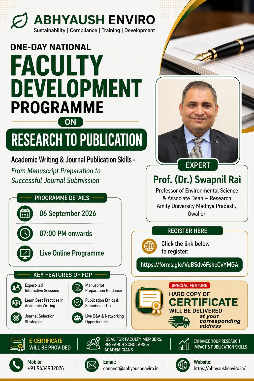 One-Day National Faculty Development Programme – Research to Publication